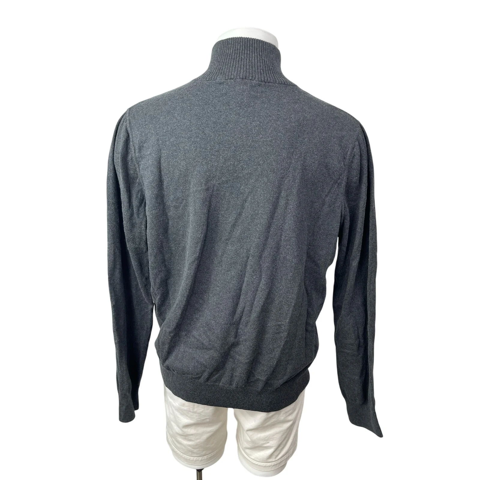 J.Crew Men's Gray Cashmere Quarter Zip Knit Long Sleeve Sweater Top Size XL - Image 4