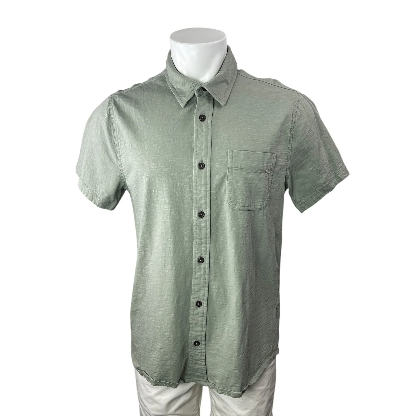 J.Crew Men's Green Chest Pocket Short Sleeve Casual Button Down Shirt Top Size L