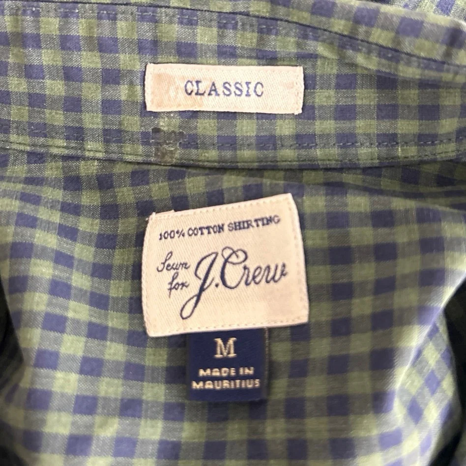 J.Crew Men's Green Classic Plaid Checkered Long Sleeve Button Down Shirt Top M - Image 3