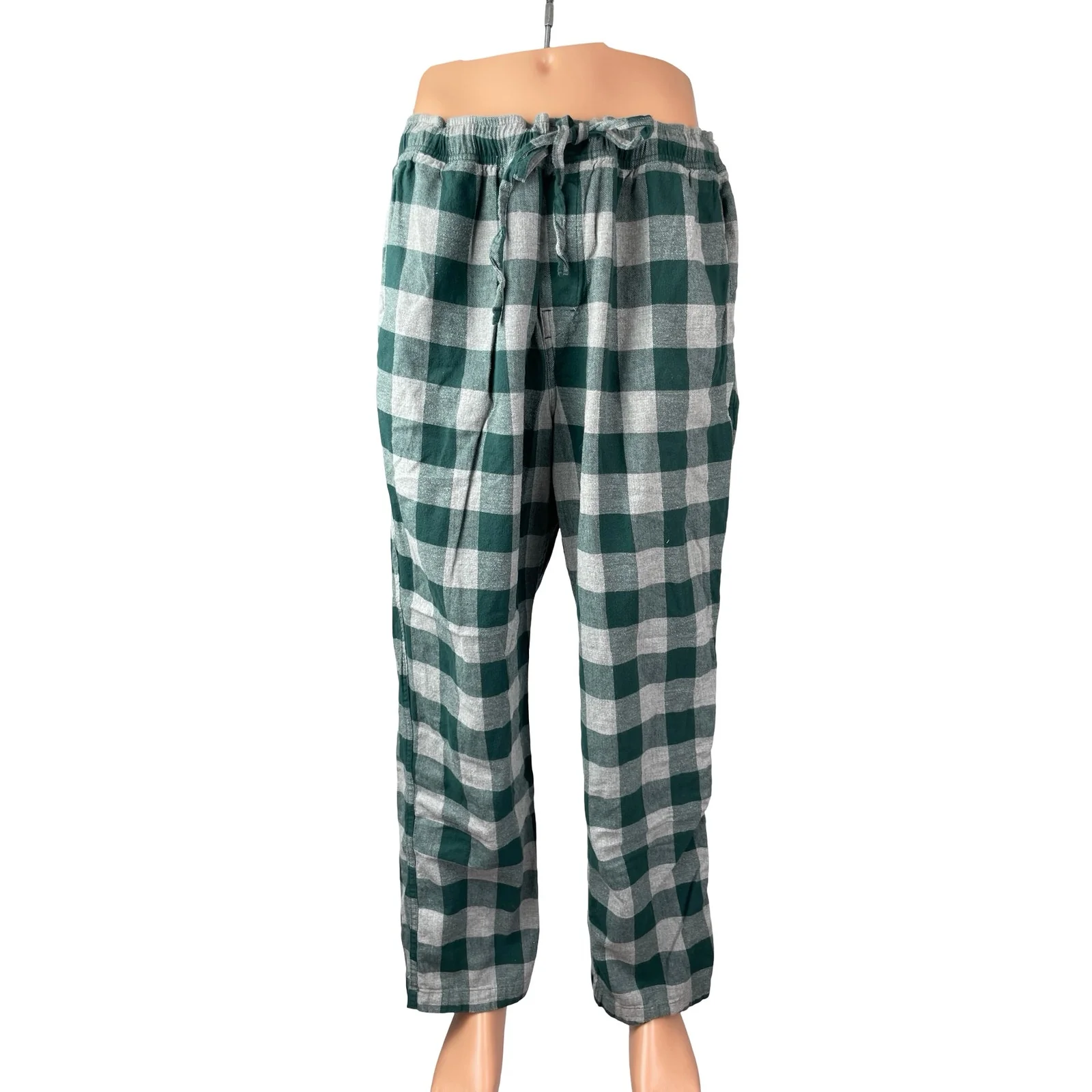J.Crew Men's Green Gingham Check Tie Waist Straight Sleepwear Pajama Pants XL