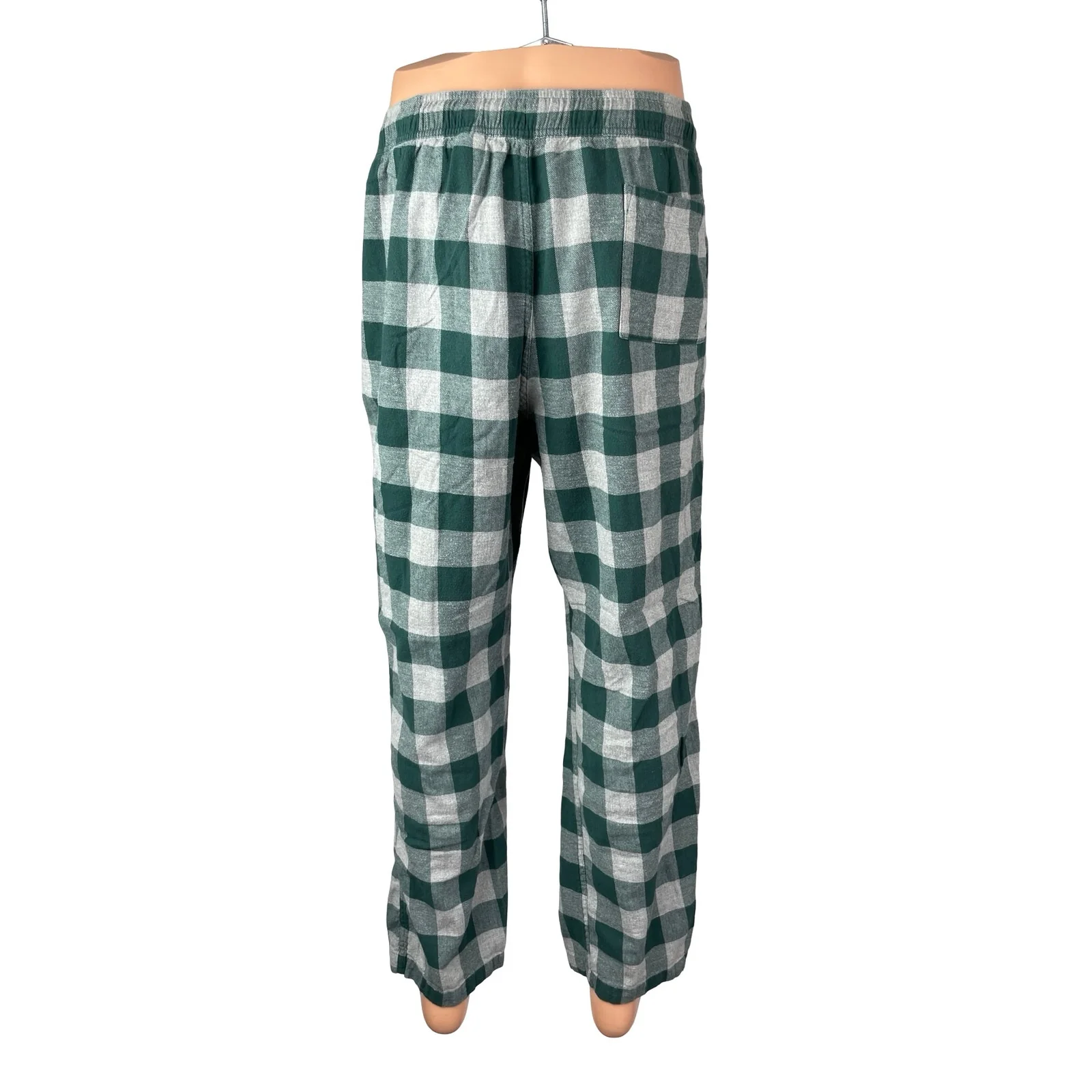 J.Crew Men's Green Gingham Check Tie Waist Straight Sleepwear Pajama Pants XL - Image 2