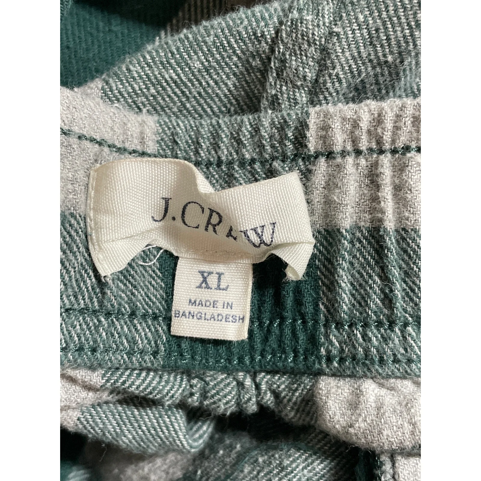 J.Crew Men's Green Gingham Check Tie Waist Straight Sleepwear Pajama Pants XL - Image 6