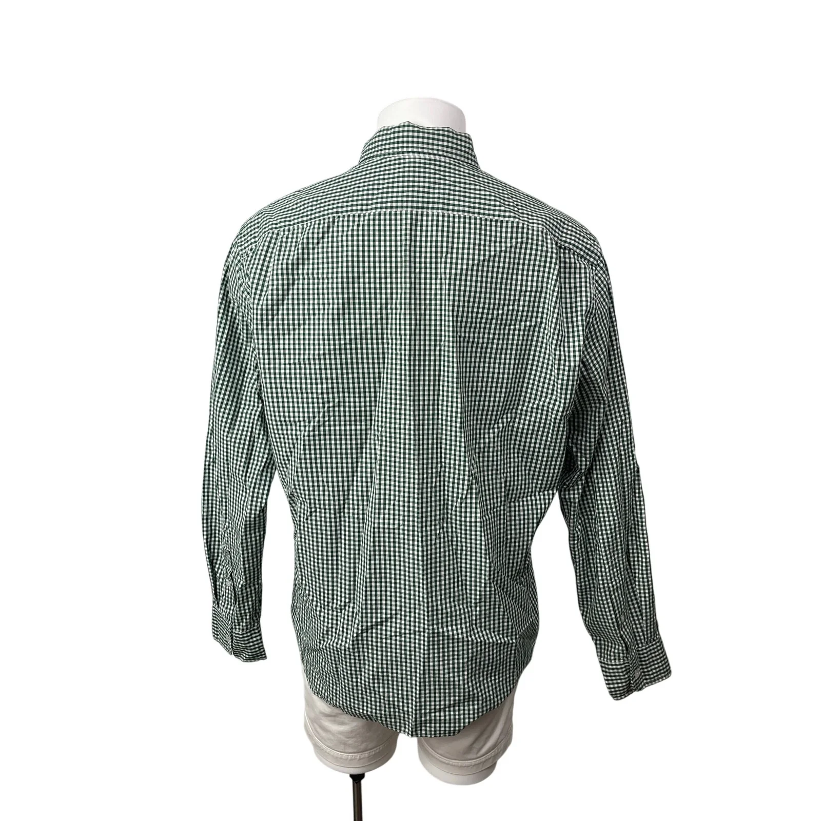 J.Crew Men's Green Slim Gingham Check Long Sleeve Button Down Shirt Top Size XL - Image 4