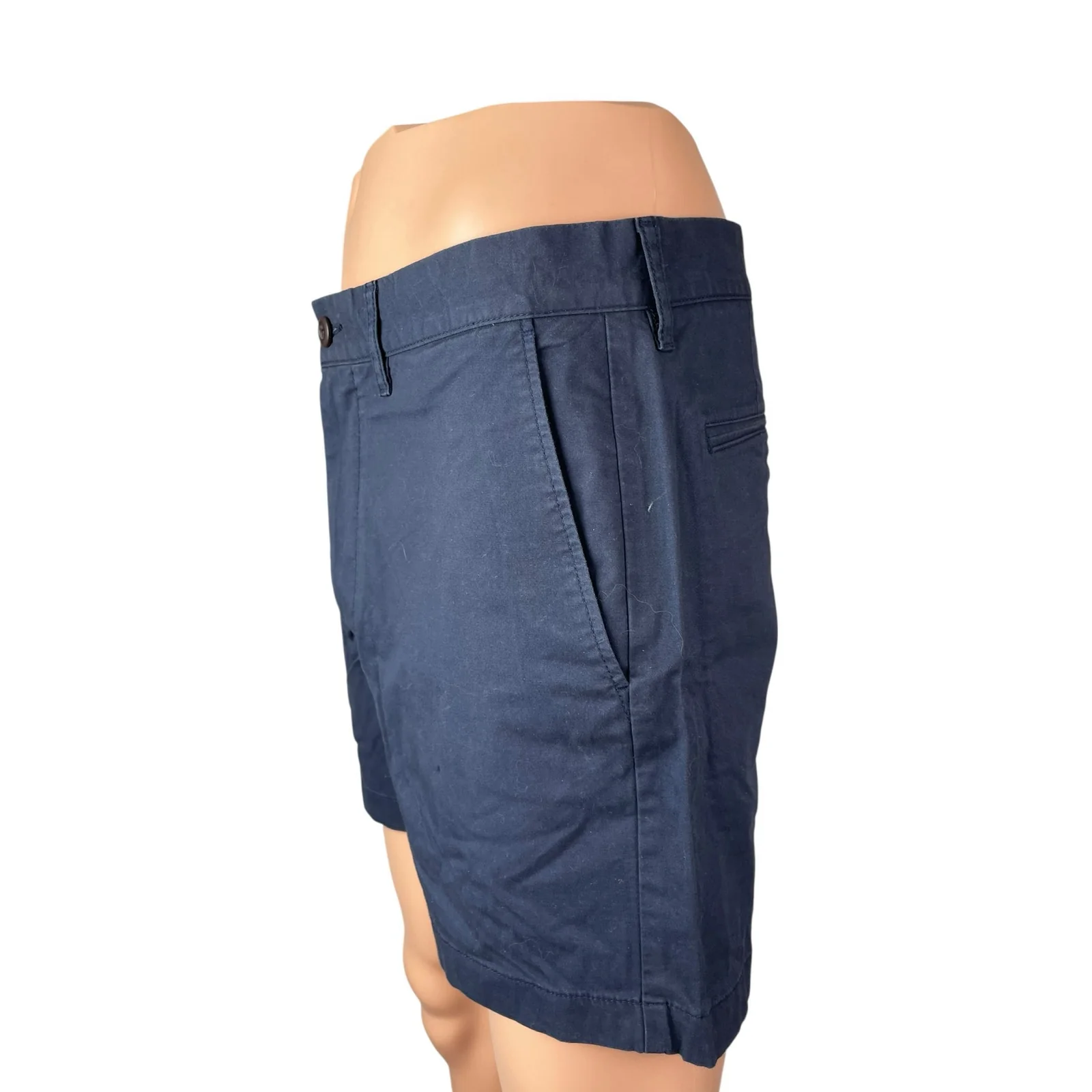 J.Crew Men's Navy Blue Flat Front Golf Chino Khaki Bermuda Casual Shorts 32/5 - Image 2