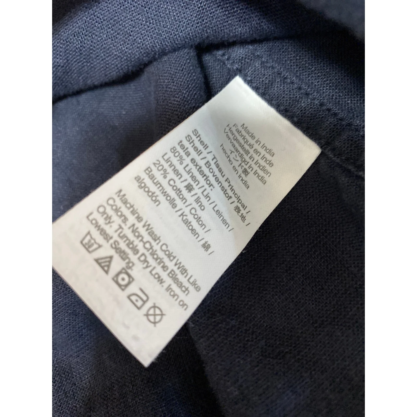 J.Crew Men's Navy Blue Linen Collared Short Sleeve Slim Button Down Shirt Top M - Image 4