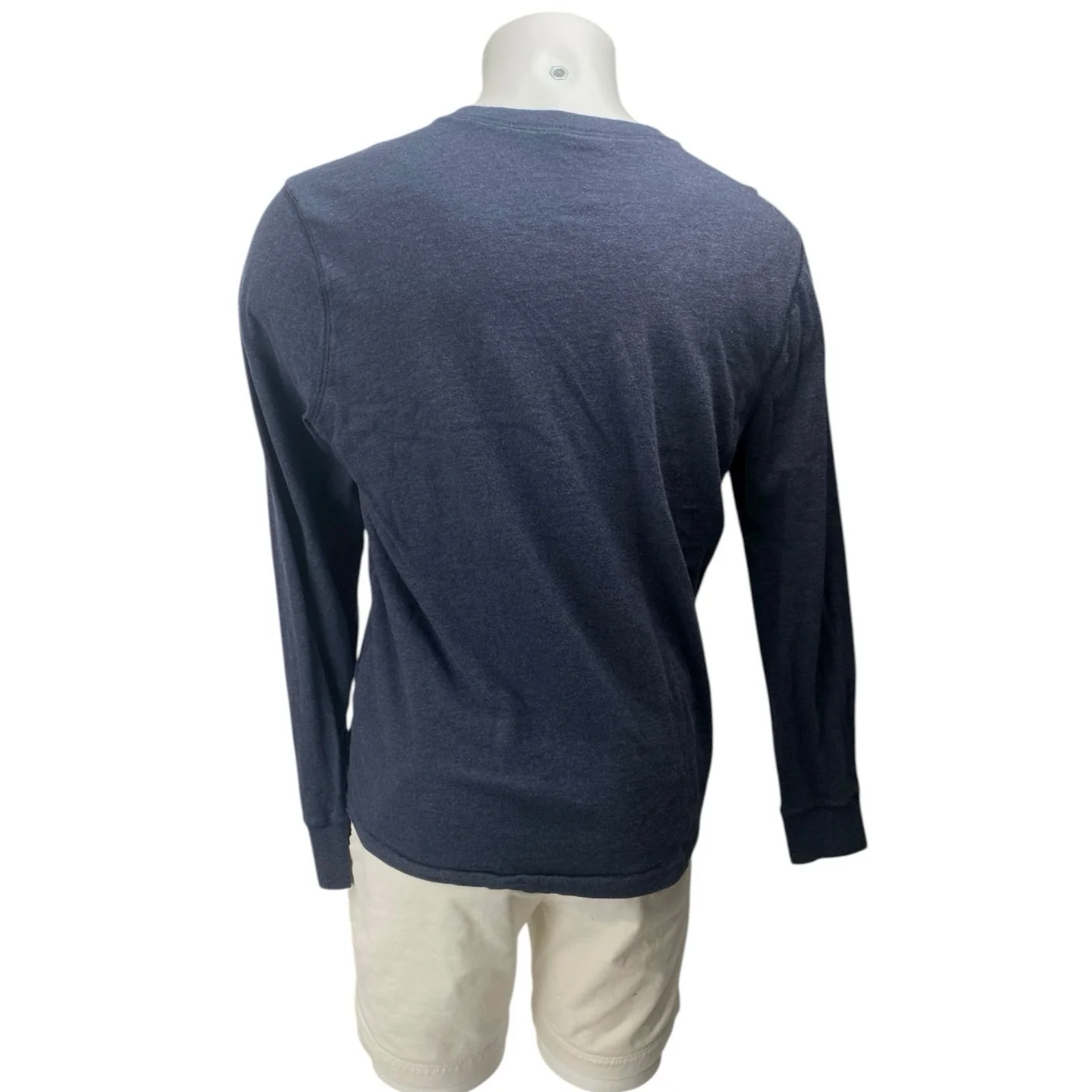J.Crew Men's Navy Blue Long Sleeve Henley Crew Neck Basic T Shirt Tee Top Size L - Image 2