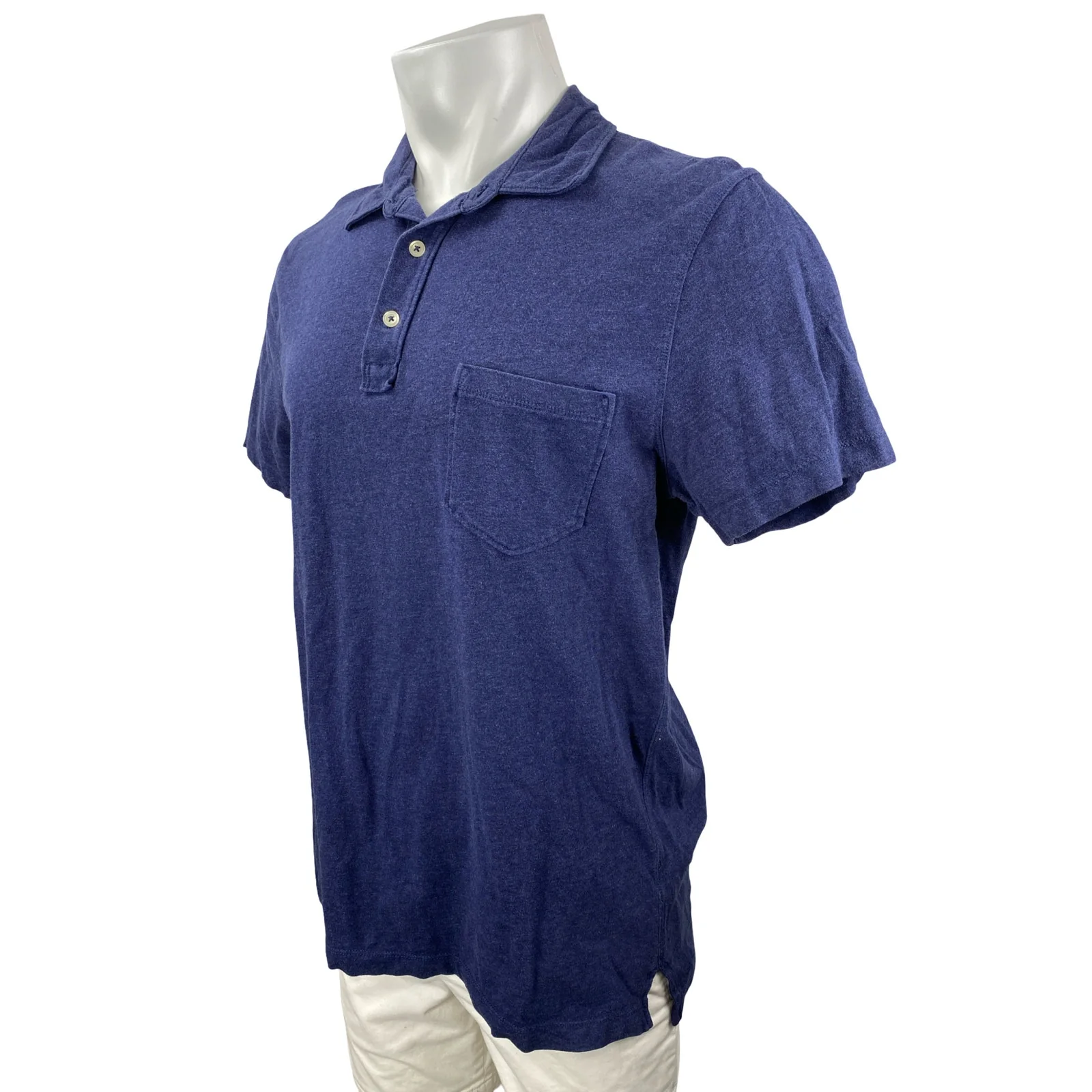 J.Crew Men's Navy Blue Short Sleeve Golf Chest Pocket Polo Shirt Top Size L - Image 2