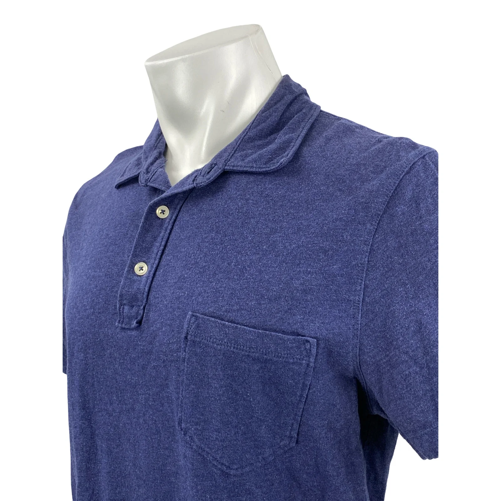 J.Crew Men's Navy Blue Short Sleeve Golf Chest Pocket Polo Shirt Top Size L - Image 3