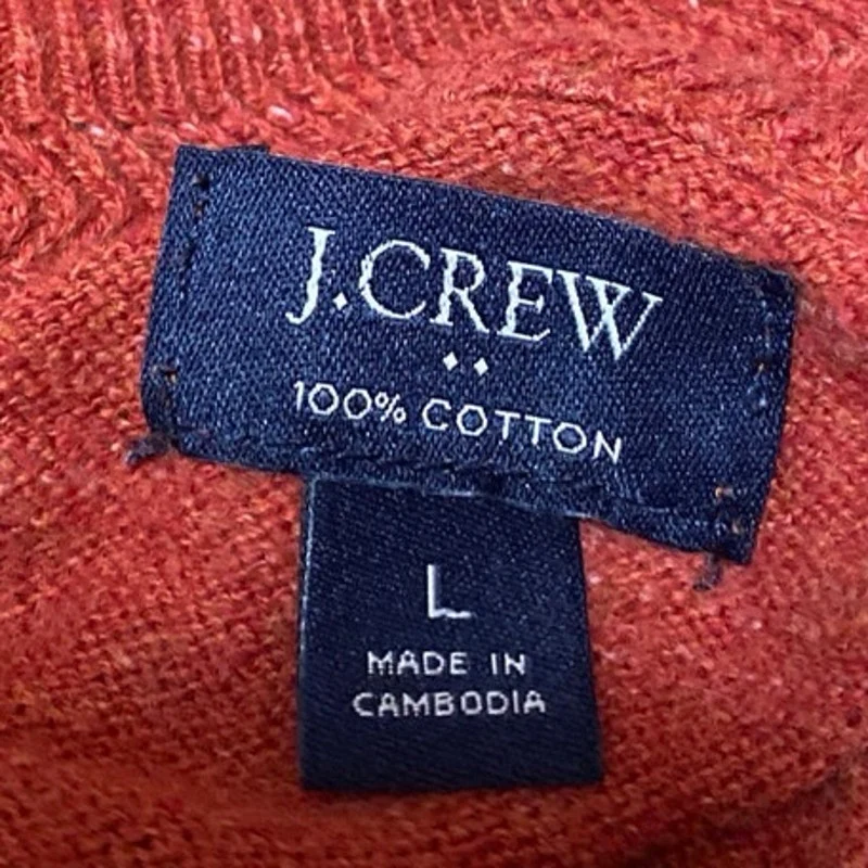 J.Crew Mens Orange Cotton 1/4 Zip High Neck Long Sleeve Pullover Sweater Top L - Image 3