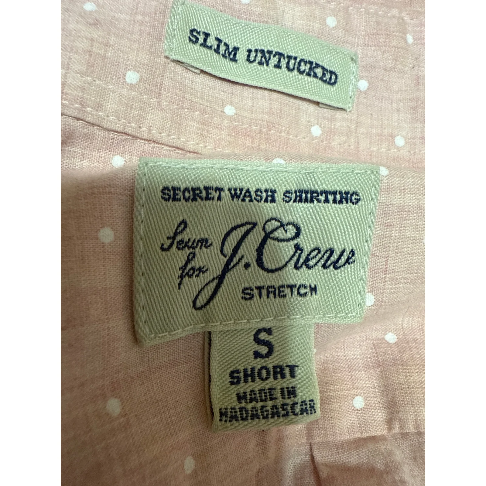 J.Crew Men's Orange Polka Dot Long Sleeve Button Down Slim Untucked Shirt Top S - Image 3