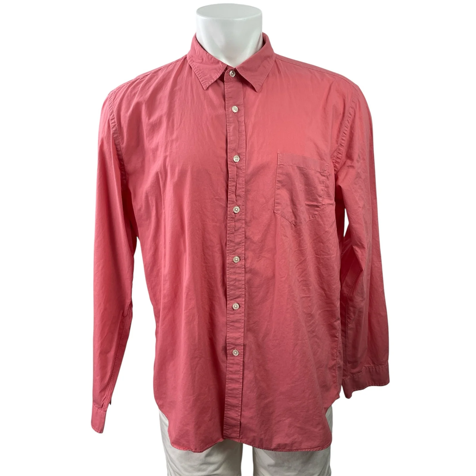 J.Crew Men's Pink Lightweight Long Sleeve Pocket Button Down Shirt Top Size XL