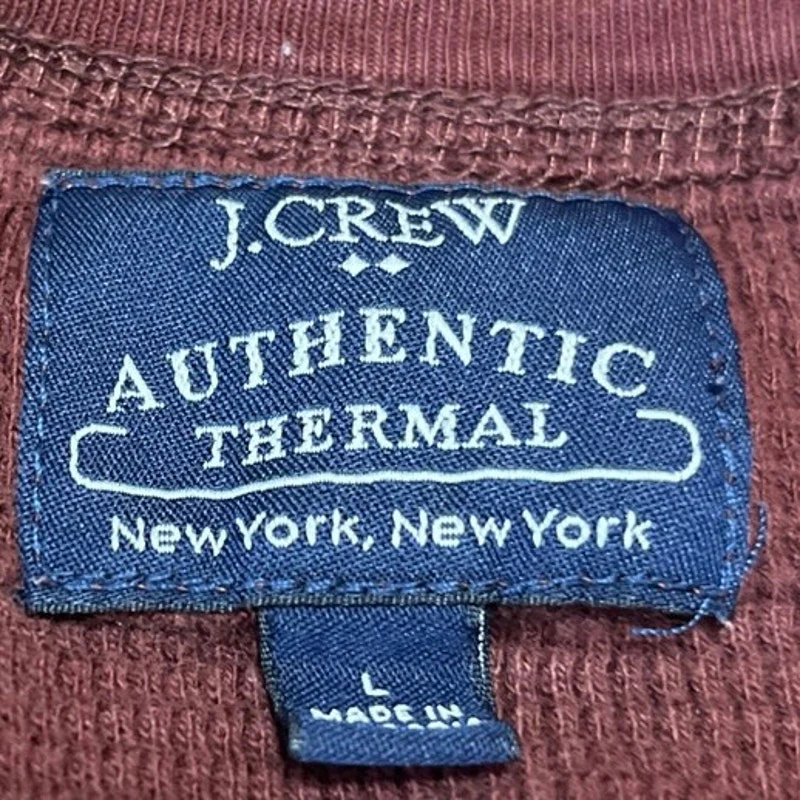 J,Crew Men's Red Long Sleeve Crew Neck Waffle Knit Thermal Sweater Top Size L - Image 3