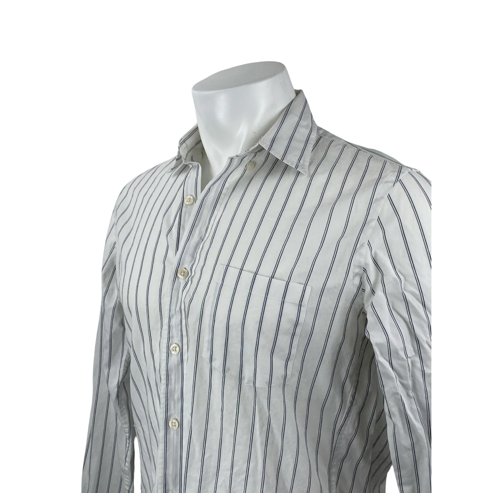 J.Crew Men's White Striped Collared Long Sleeve Slim Button Down Shirt Top Sz M - Image 3