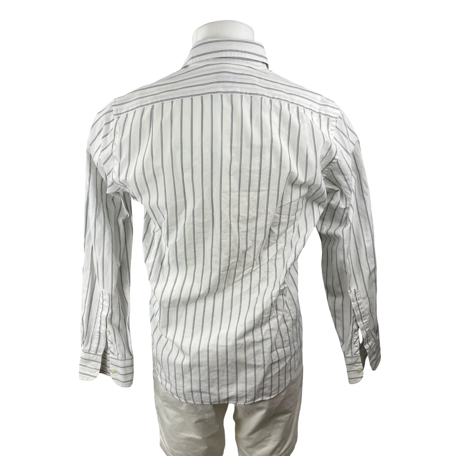 J.Crew Men's White Striped Collared Long Sleeve Slim Button Down Shirt Top Sz M - Image 4