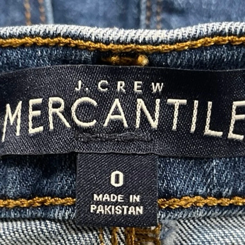J.Crew Mercantile Women's Blue High Waist Raw Hem Mini Denim Jean Skirt Size 0 - Image 5