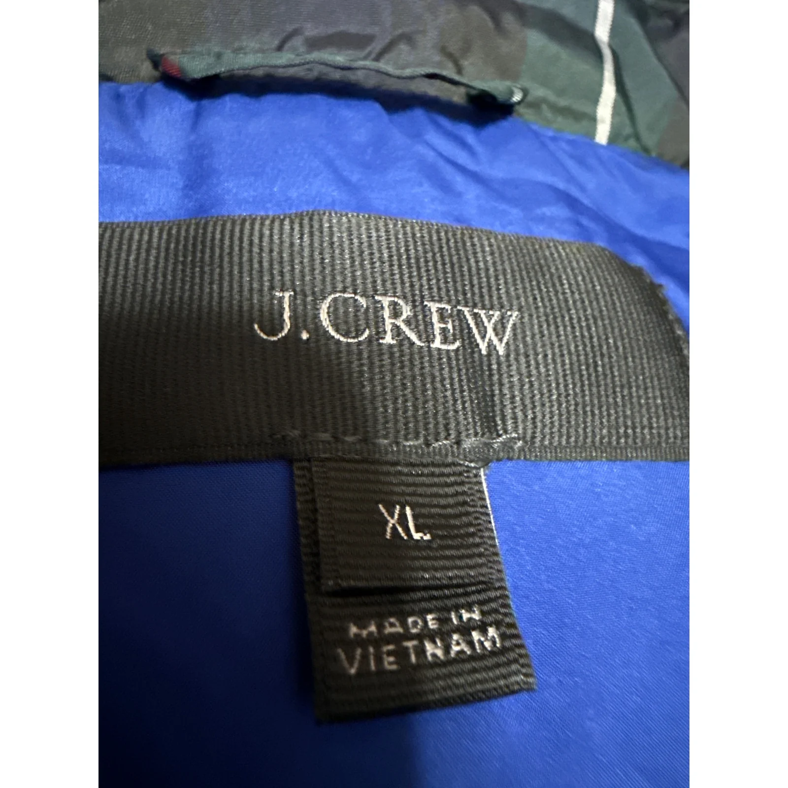 J.Crew Multicolor Plaid Checkered Zip Up Snap Button Hoodie Puffer Coat Vest XL - Image 3