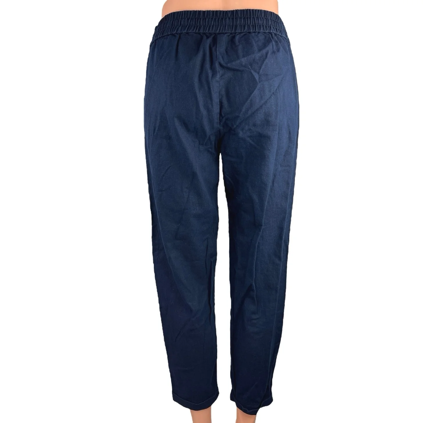 J.Crew Navy Blue Linen Mid Rise Drawstring Athletic Jogger Sweat Pants Size 2 - Image 3