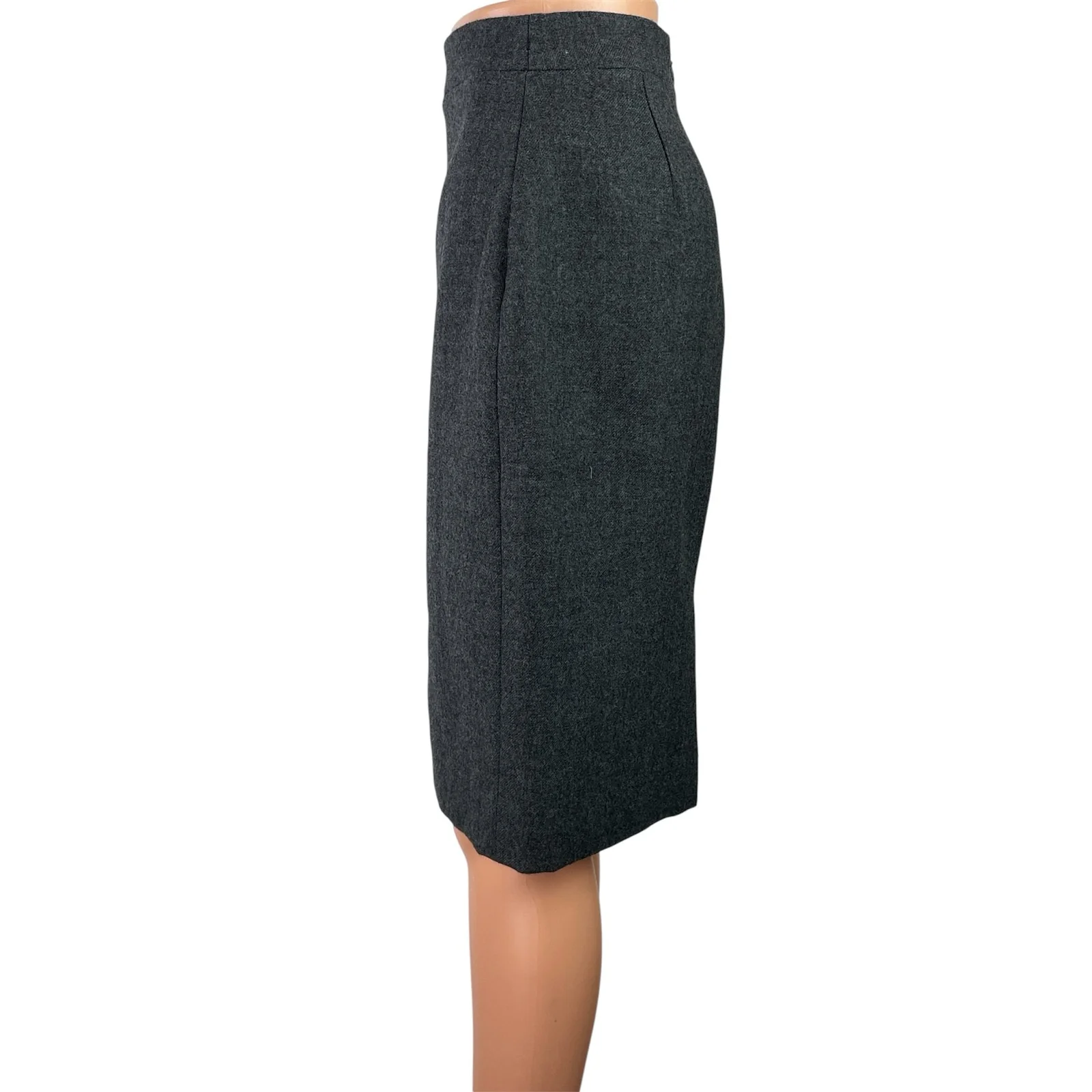 J.Crew No. 2 Dark Gray 100% Wool High Waisted Career Mini Pencil Skirt Size 2 - Image 2