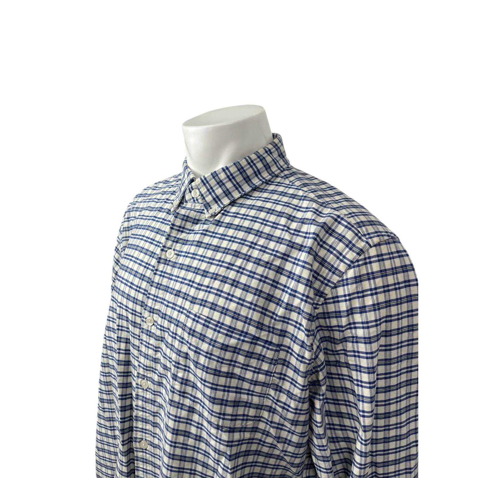 J.Crew Oxford Mens Blue Plaid Slim Fit Long Sleeve Button Down Shirt Top Size XL - Image 2