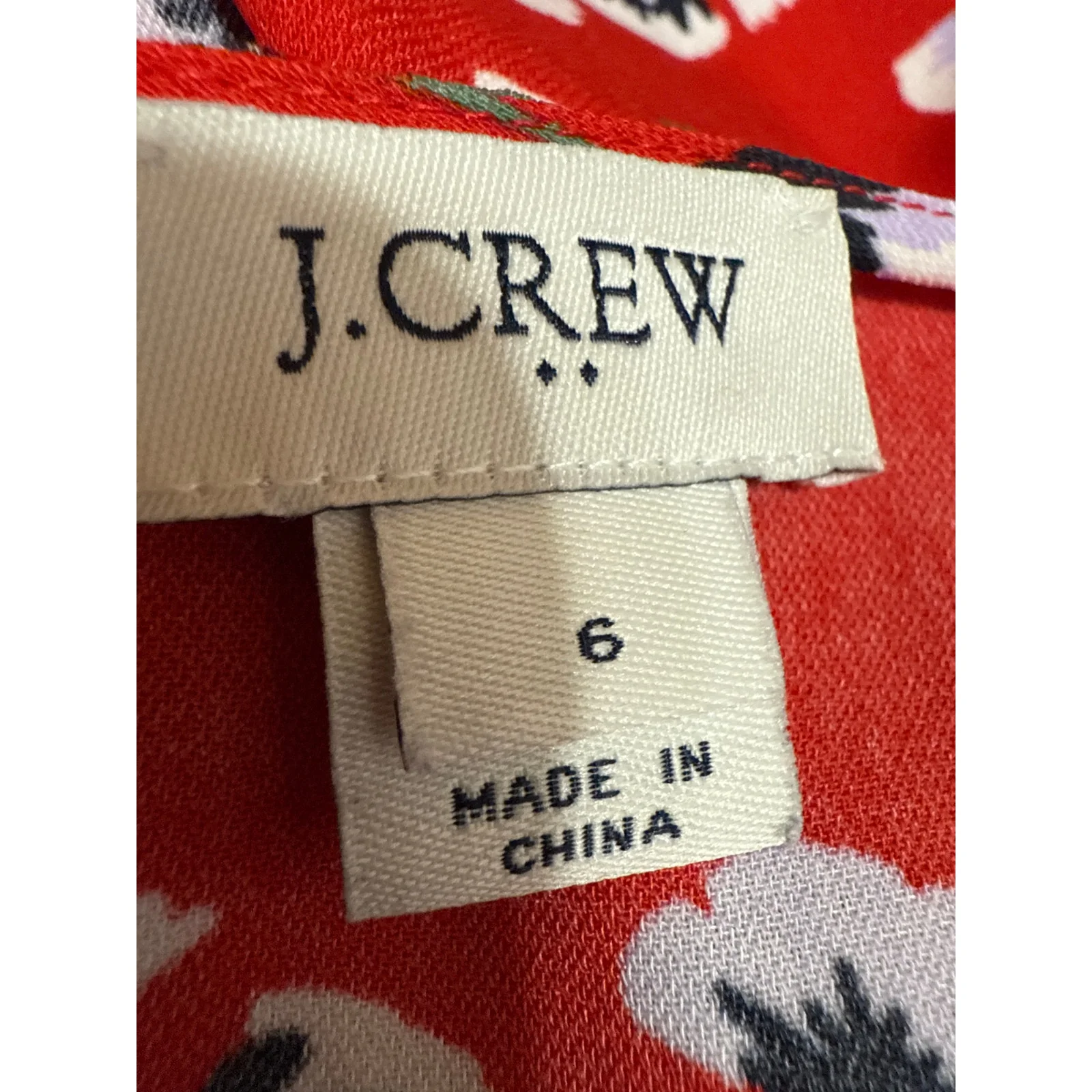 J.Crew Red Floral Short Sleeve V-Neck Tie Waist Mini Fit & Flare Wrap Dress Sz 6 - Image 3