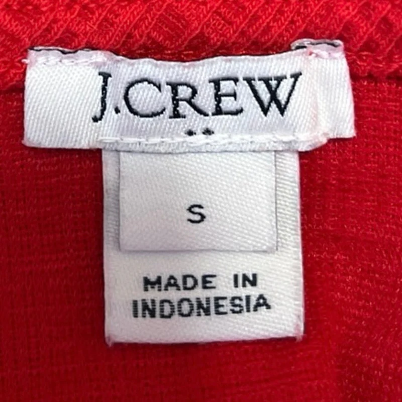 J.Crew Red Textured V-neck Bow Tie-front Short Sleeve Shirt Blouse Top Size S - Image 3