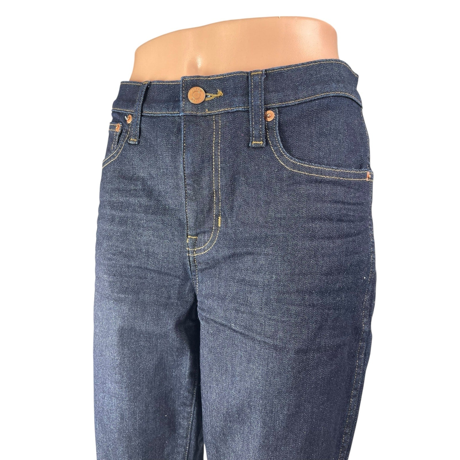 J. Crew Vintage Women's Blue High Waisted Slim Straight Leg Denim Jeans Pants 28 - Image 3