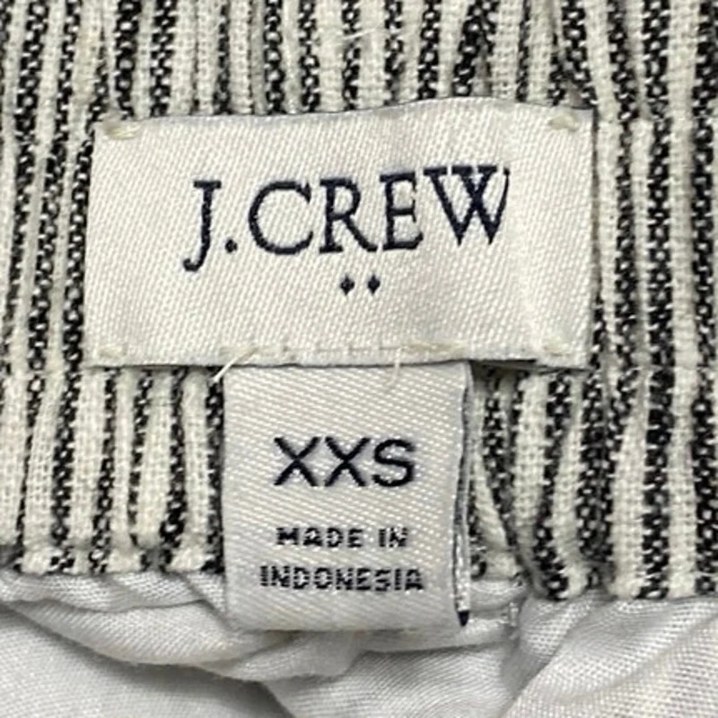 J.Crew White Black Striped Linen Belted Tie High Waist Mini A-Line Skirt Sz XXS - Image 4