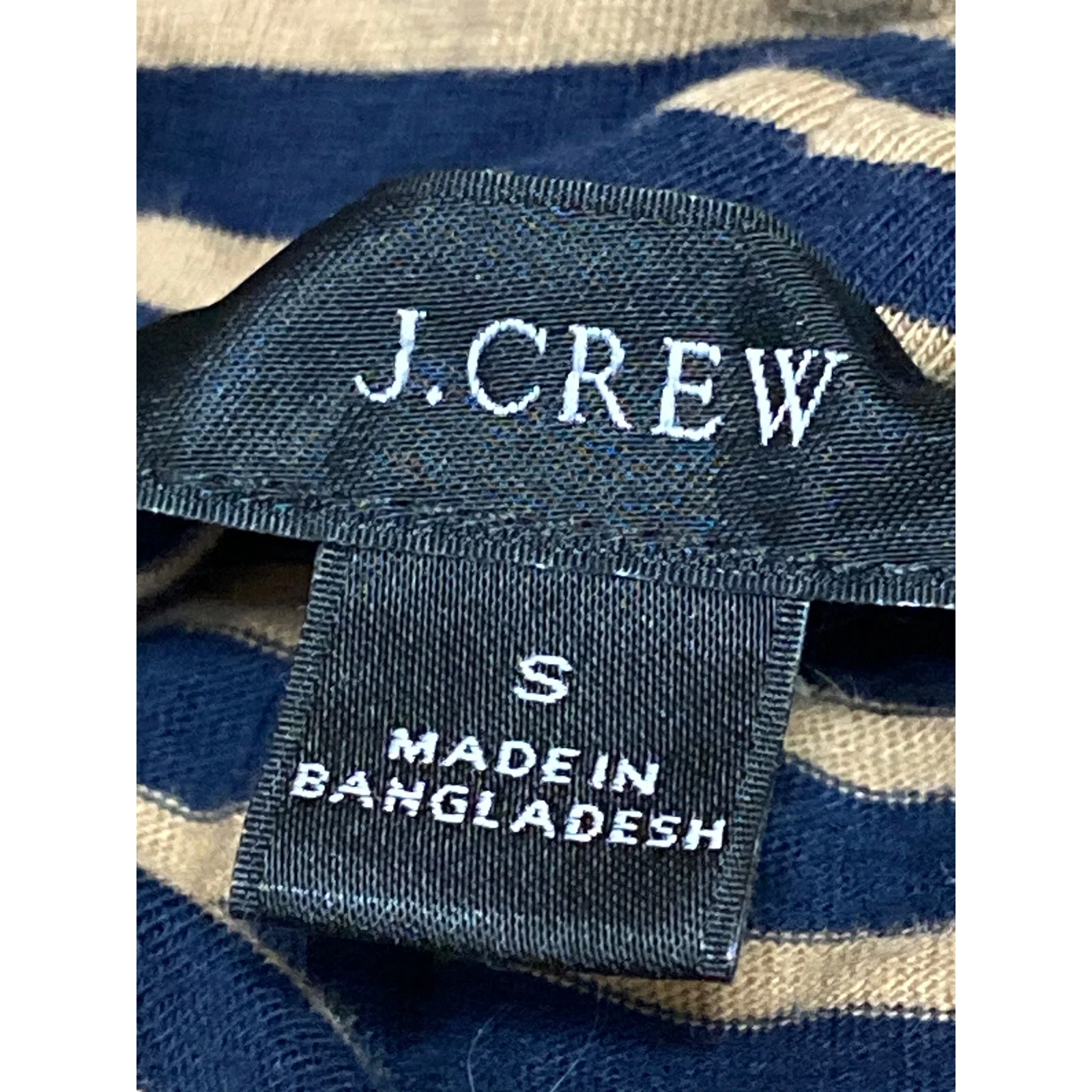J.Crew Women Blue Beige Striped Turtleneck Long Sleeve Knit Sweater Top Size S - Image 3