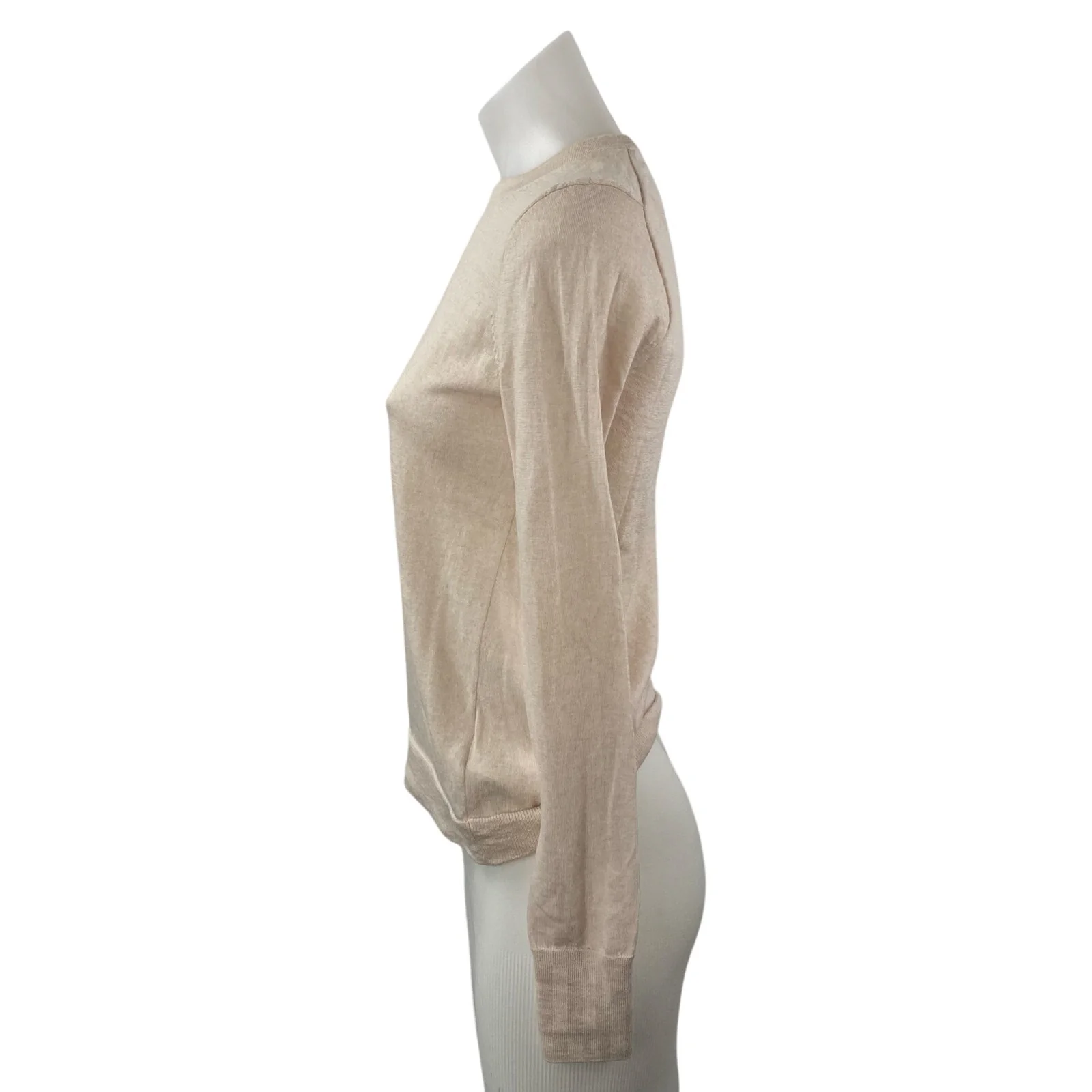 J.Crew Women's Beige 100% Merino Wool Long Sleeve Crew Neck Sweater Top Size XS - Image 4
