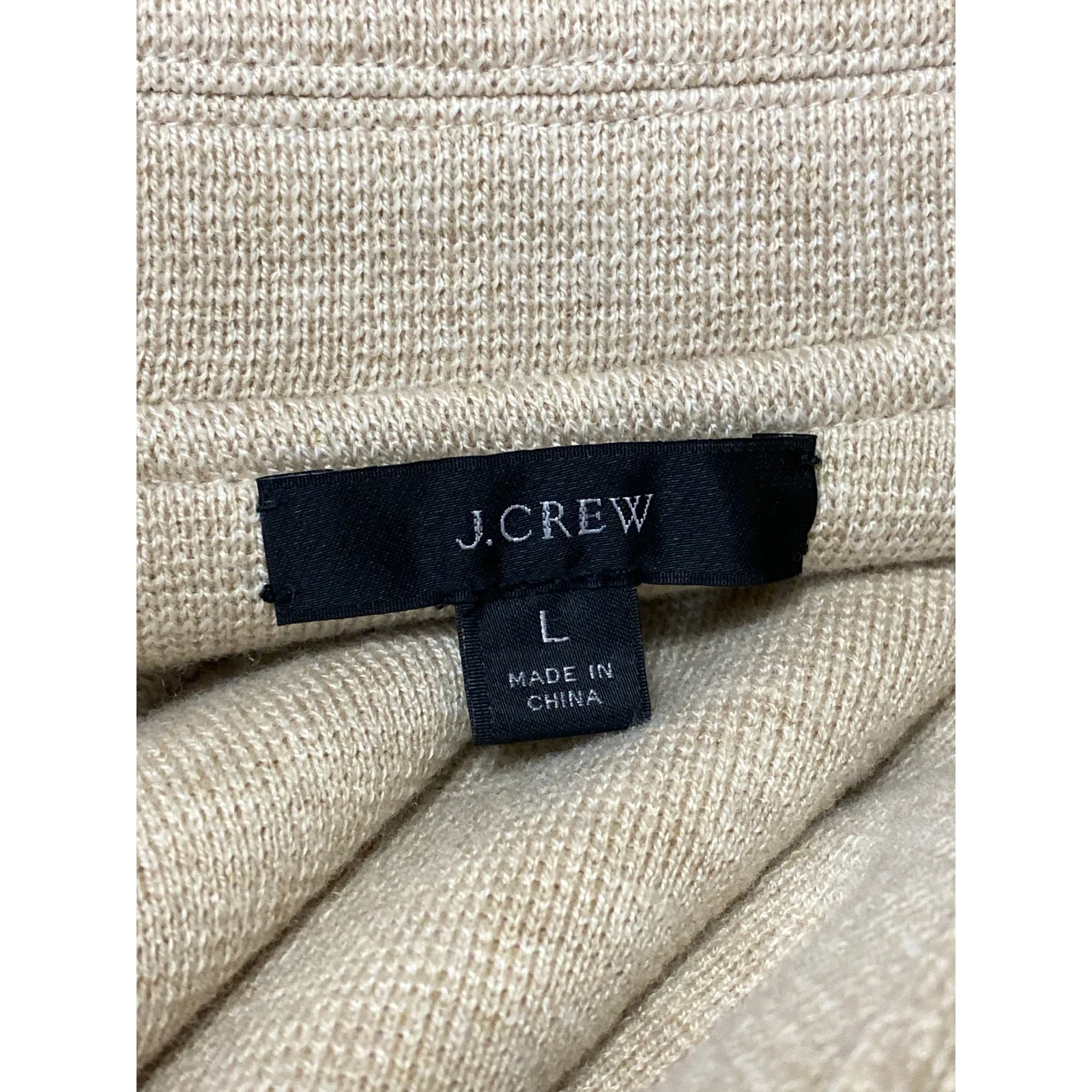 J.Crew Women's Beige Khaki Wool Long Sleeve Pocket Cardigan Blazer Coat Jacket L - Image 3