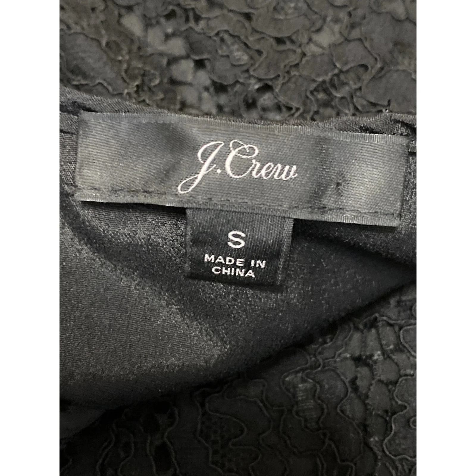 J.Crew Women's Black Floral Lace Keyhole Round Neck Short Sleeve Blouse Top Sz S - Image 5