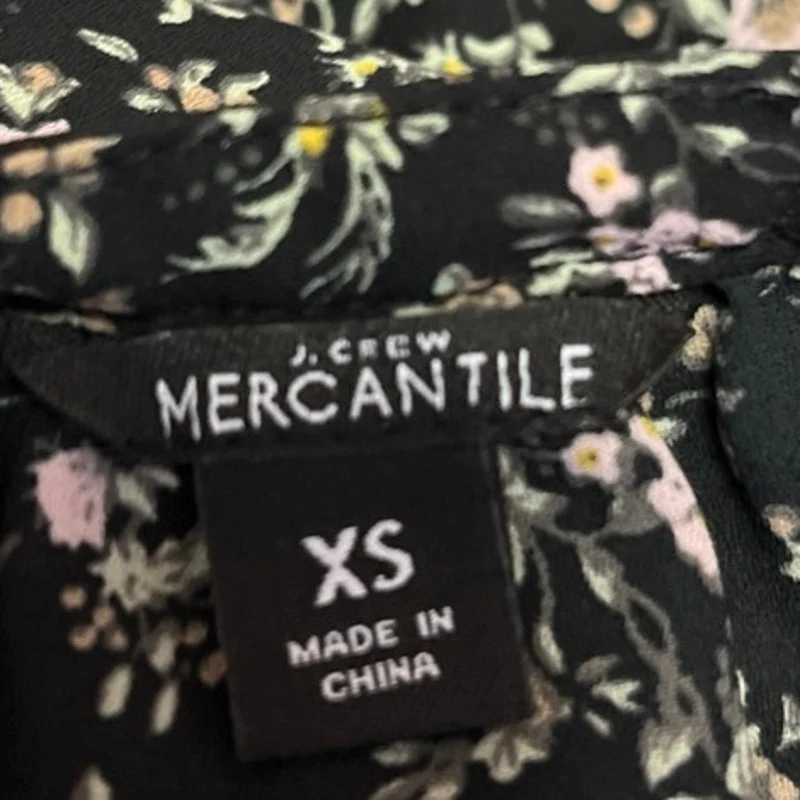 J.Crew Women's Black Floral Sleeveless Ruffle Peasant Blouson Midi Dress Size XS - Image 4