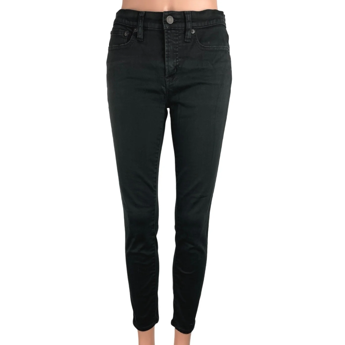 J.Crew Women's Black High Rise Stretch Ankle Toothpick Skinny Denim Jeans Sz 28