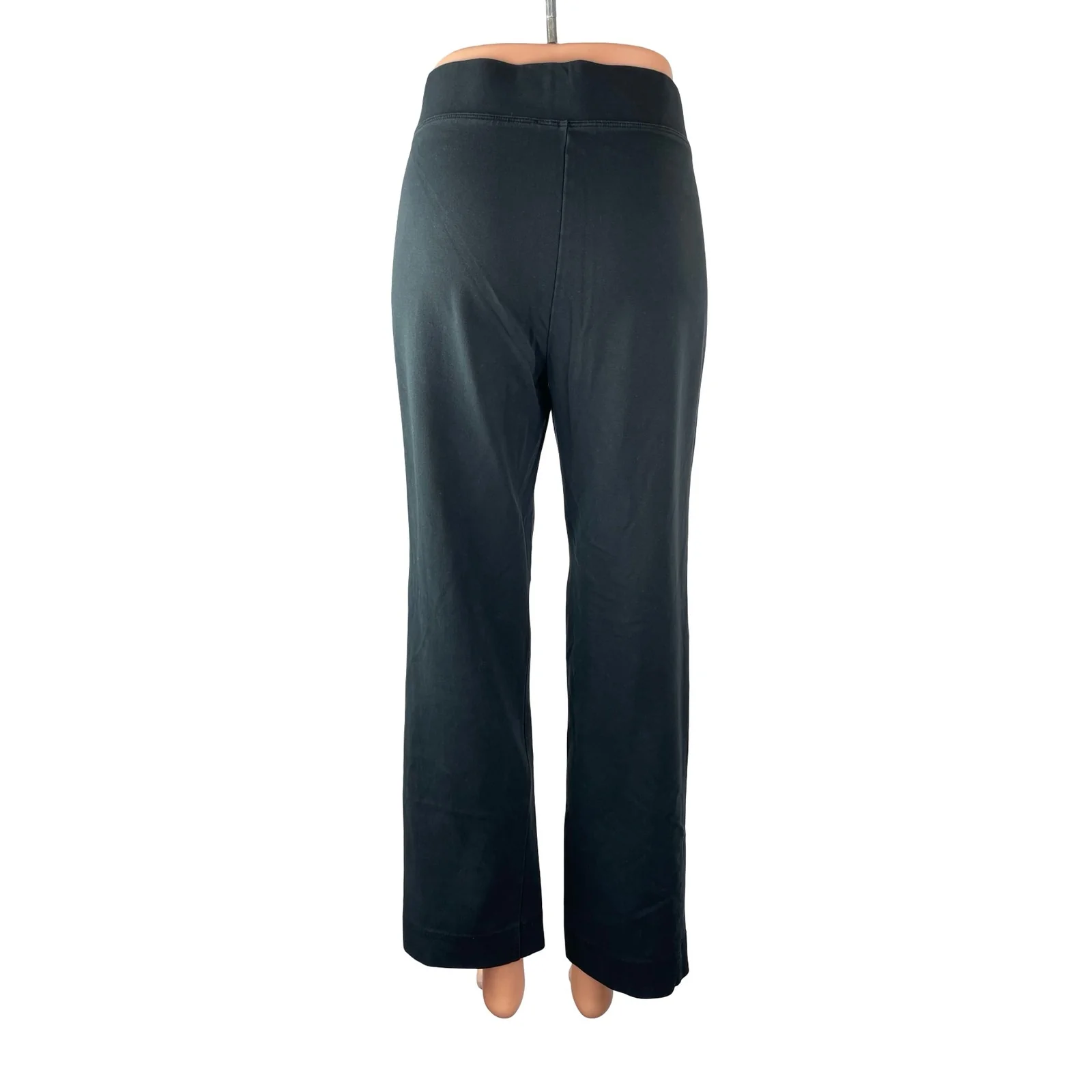 J.Crew Womens Black High Waisted Pull On Wide Leg Straight Yoga Leggings Pants M - Image 4