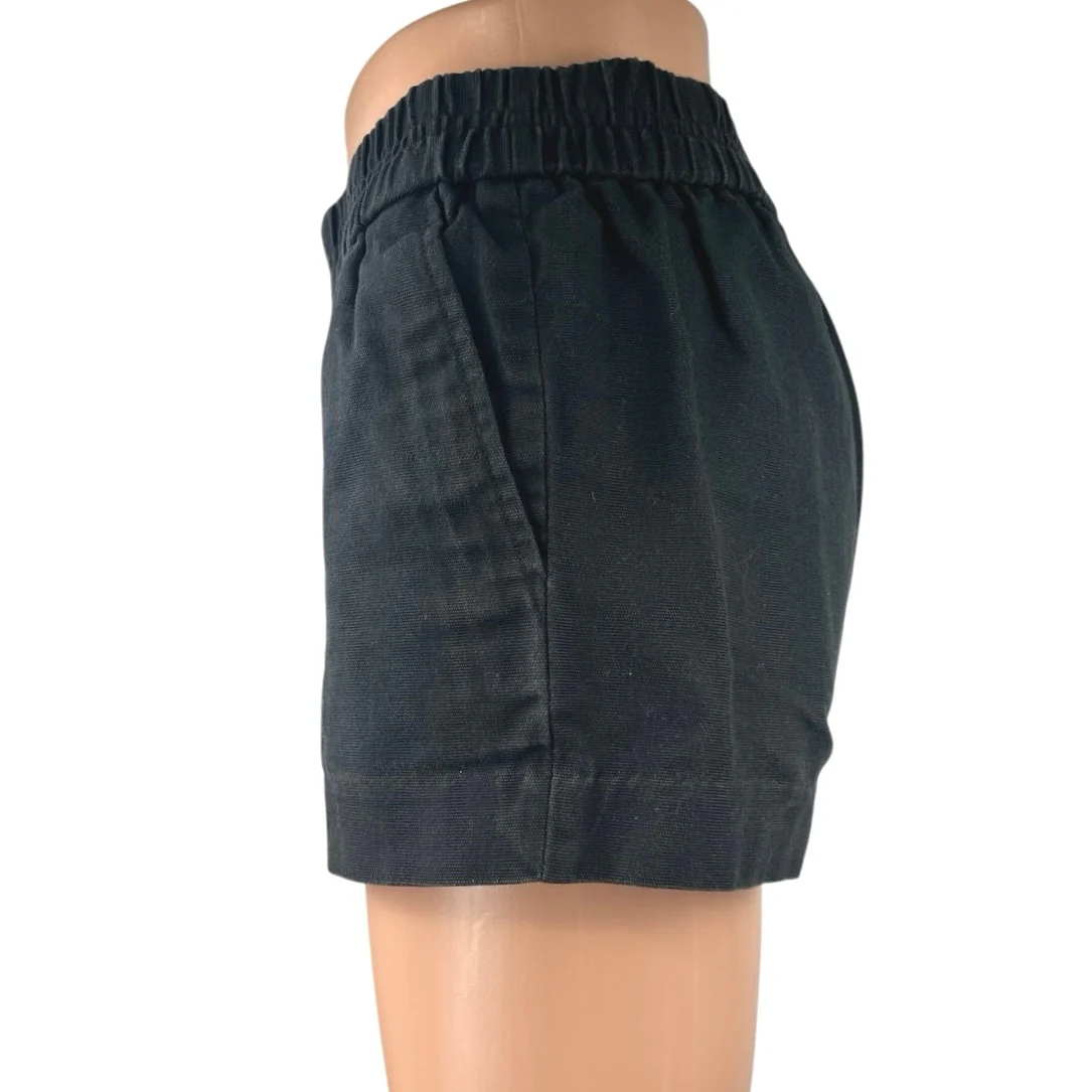 J.Crew Women's Black Mid Rise 100% Cotton Pull On Casual Mini Shorts Size 0 - Image 2