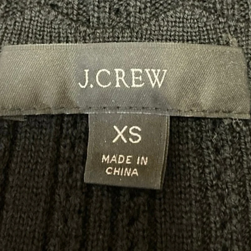 J.Crew Women's Black Rib Knit Scalloped Square Neck Long Sleeve Sweater Top XS - Image 3