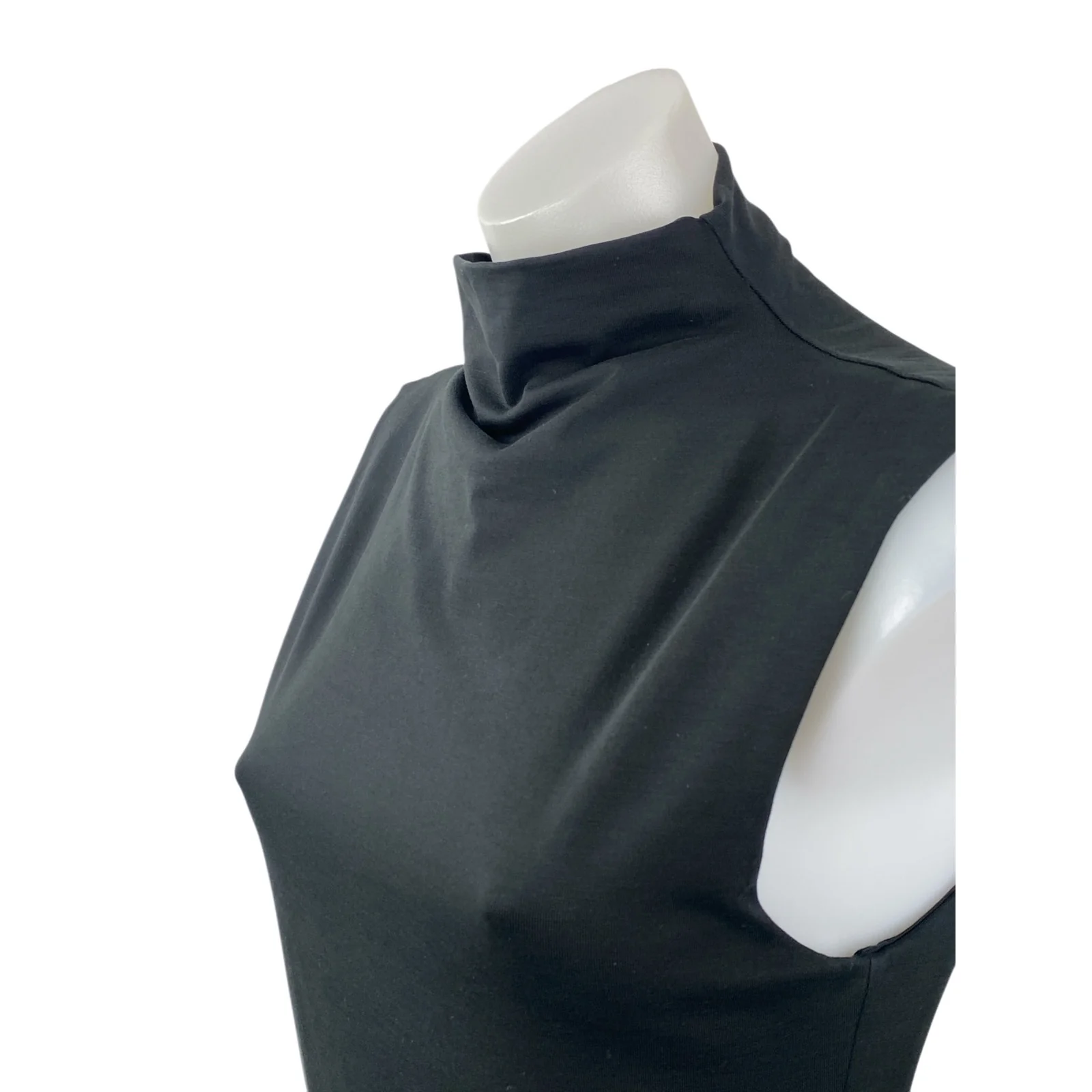 J.Crew Women's Black Sleeveless Turtleneck Tank Pleated A Line Midi Dress Size S - Image 2