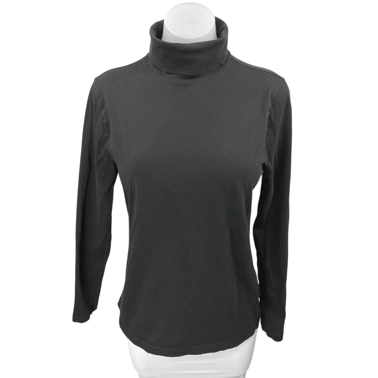 J.Crew Women's Black Turtleneck Foldover Long Sleeve Pullover Sweater Top Sz L