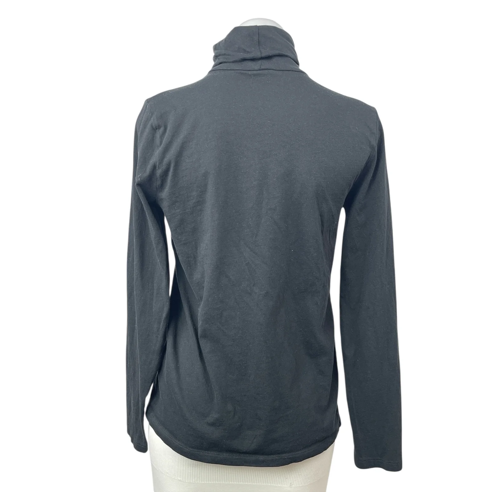 J.Crew Women's Black Turtleneck Foldover Long Sleeve Sweatshirt Sweater Top Sz M - Image 2