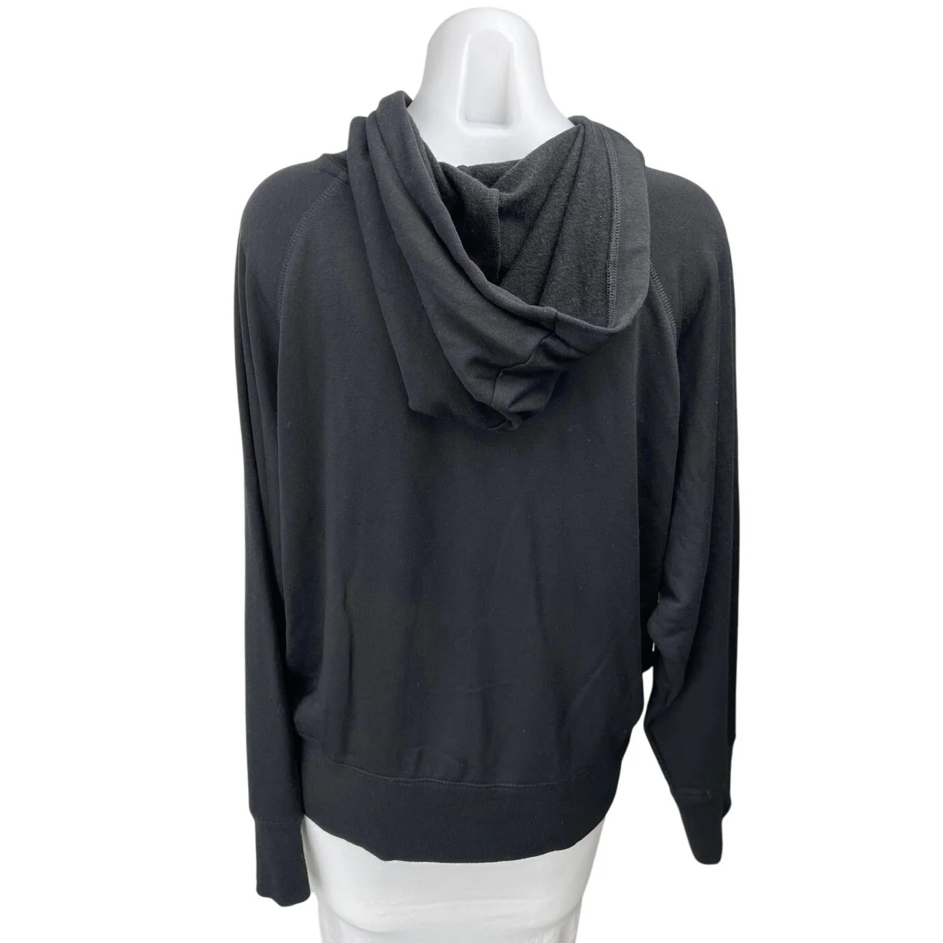 J.Crew Women's Black White Fleece Hoodie Hooded Pullover Sweatshirt Top Size L - Image 2