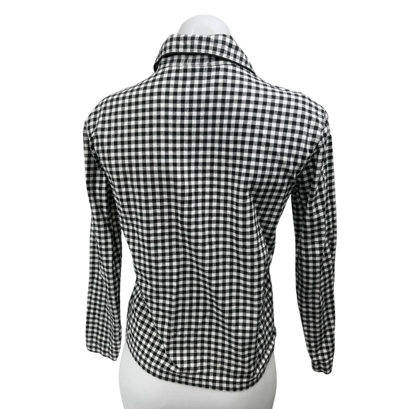 J.Crew Women's Black White Gingham Check Button Down Shirt Top Size XXS - Image 2