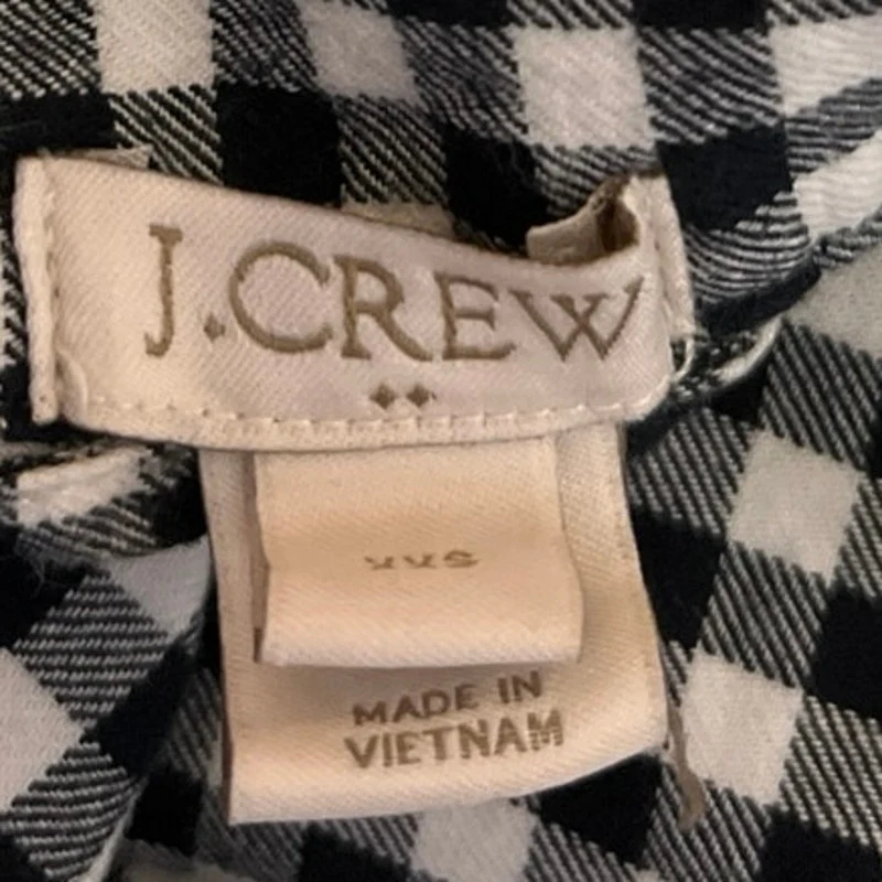 J.Crew Women's Black White Gingham Check Button Down Shirt Top Size XXS - Image 3