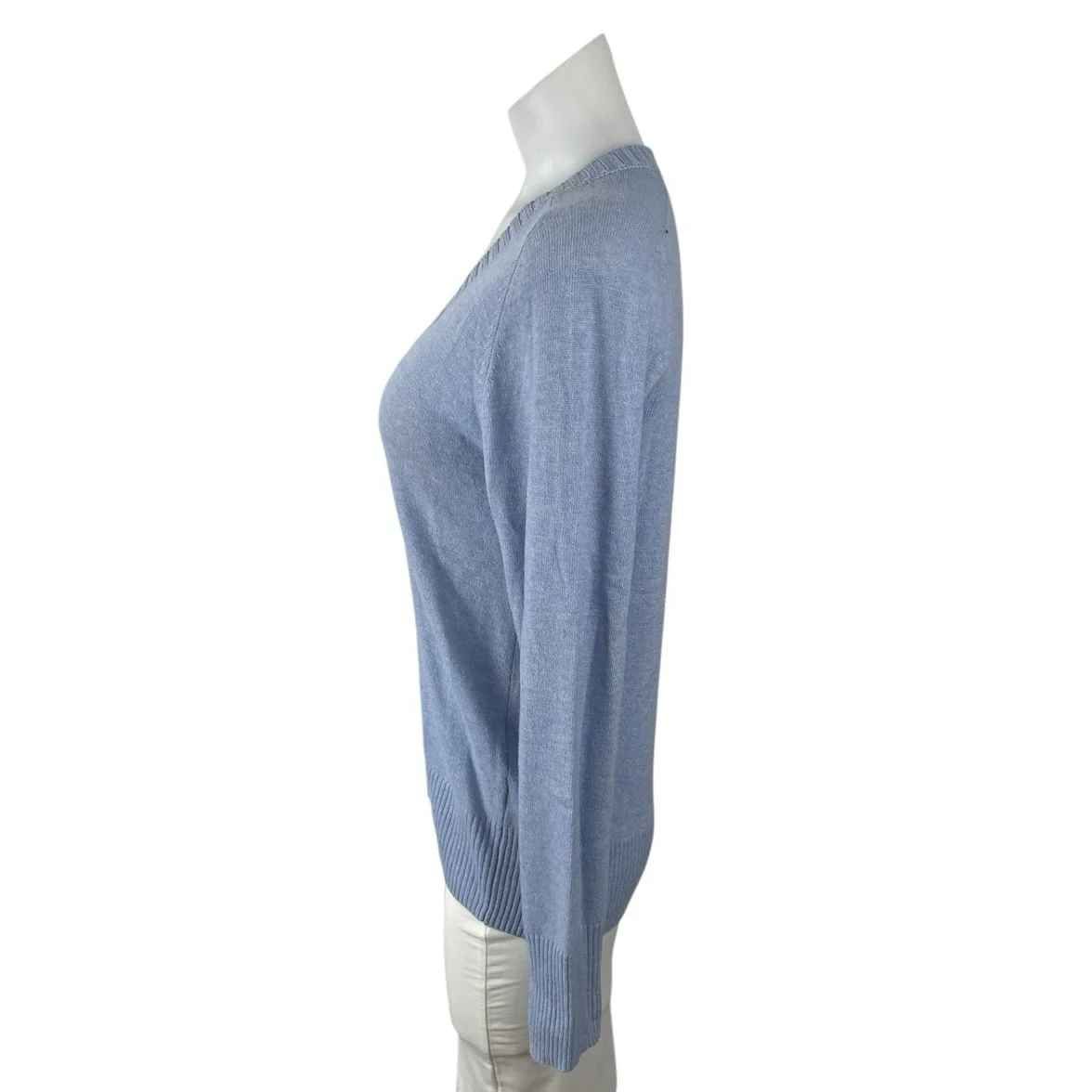 J.Crew Women's Blue Cashmere V Neck Knit Long Sleeve Pullover Sweater Top Size S - Image 2