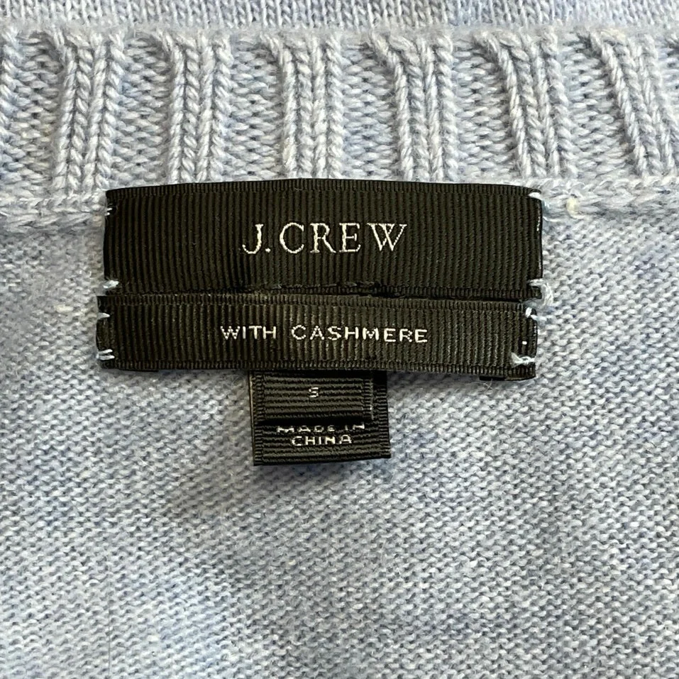 J.Crew Women's Blue Cashmere V Neck Knit Long Sleeve Pullover Sweater Top Size S - Image 4