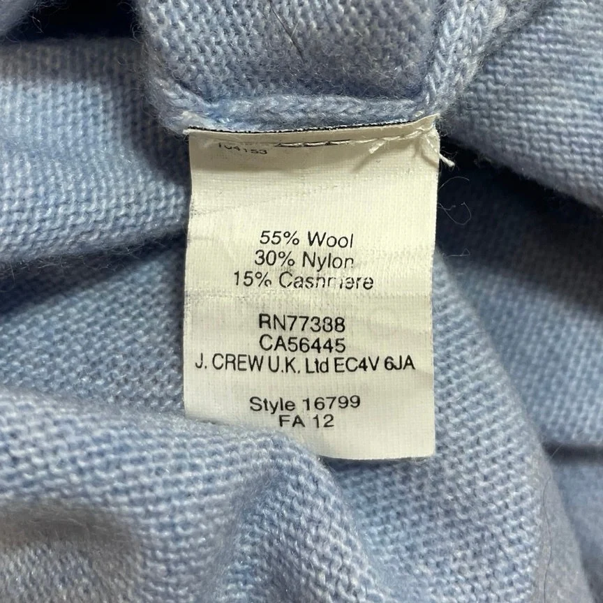 J.Crew Women's Blue Cashmere V Neck Knit Long Sleeve Pullover Sweater Top Size S - Image 5