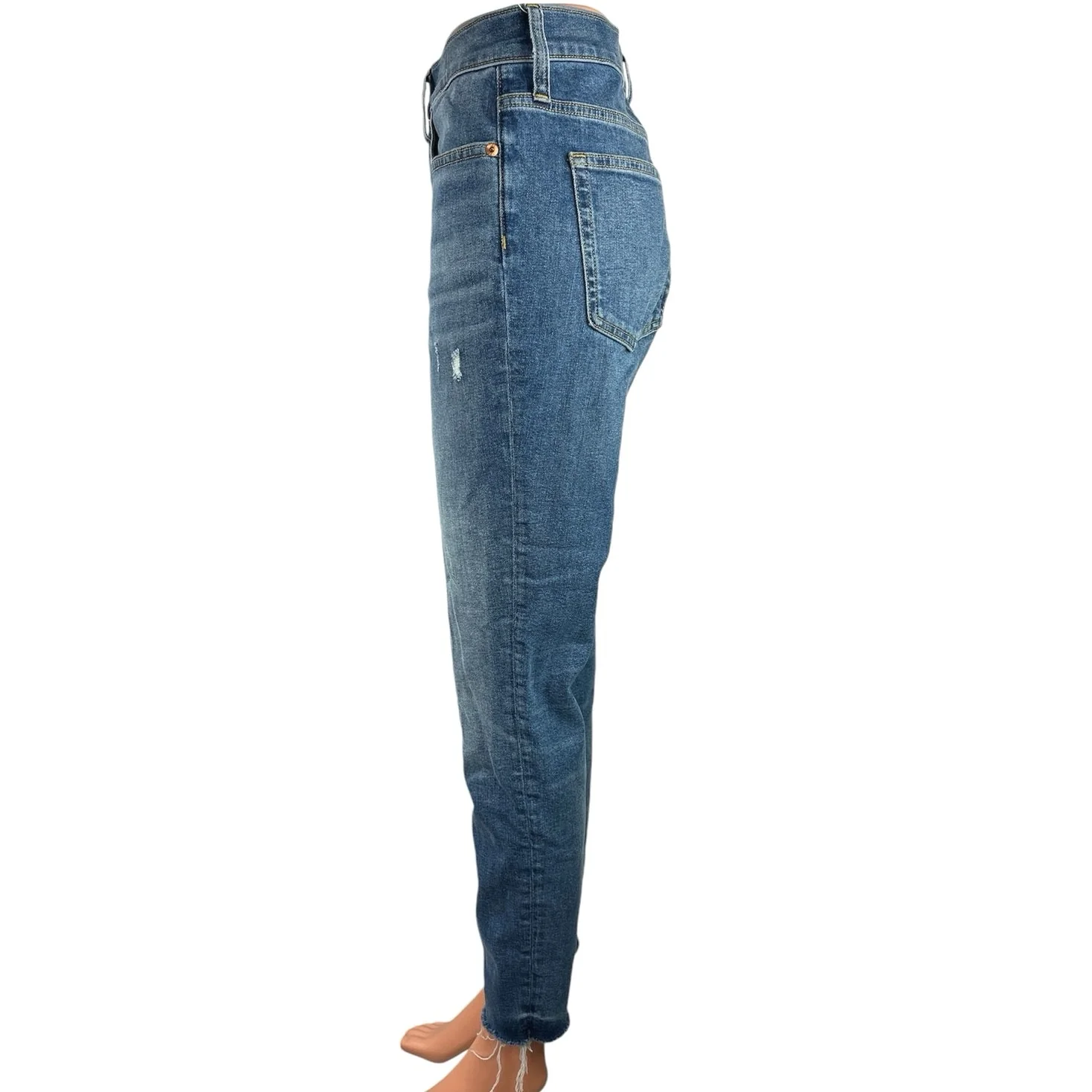 J.Crew Women's Blue Denim High Rise Raw Hem Slim Leg Ankle Toothpick Jeans Sz 29 - Image 2