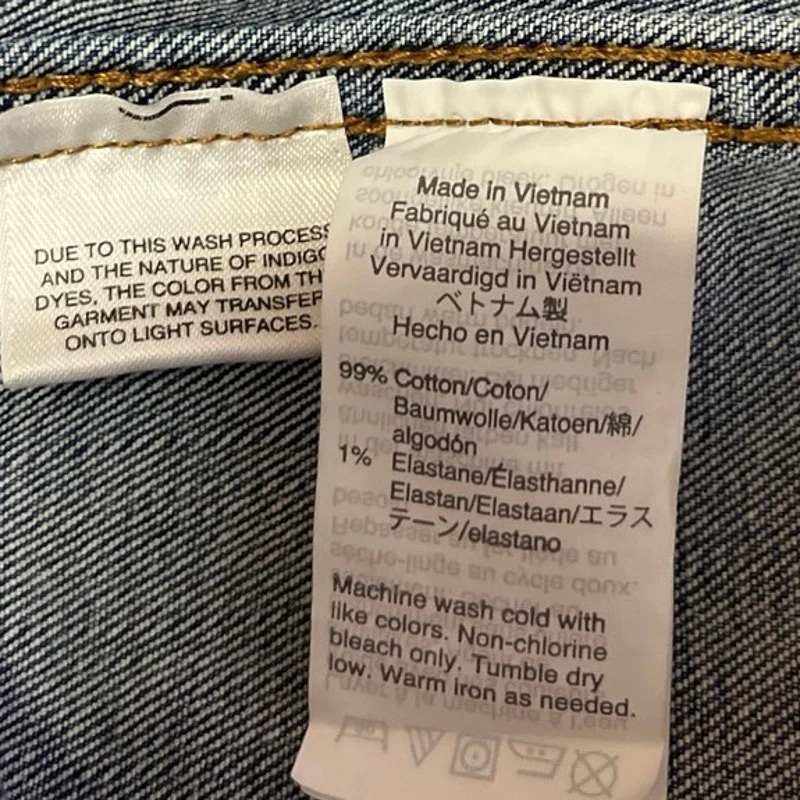 J.Crew Women's Blue Denim Long Sleeve Stretch Button Down Crop Jean Jacket Sz XS - Image 4