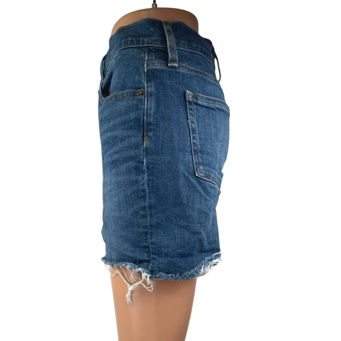 J.Crew Women's Blue High Waisted Medium Wash Cut-Off Denim Jeans Shorts Size 26 - Image 2