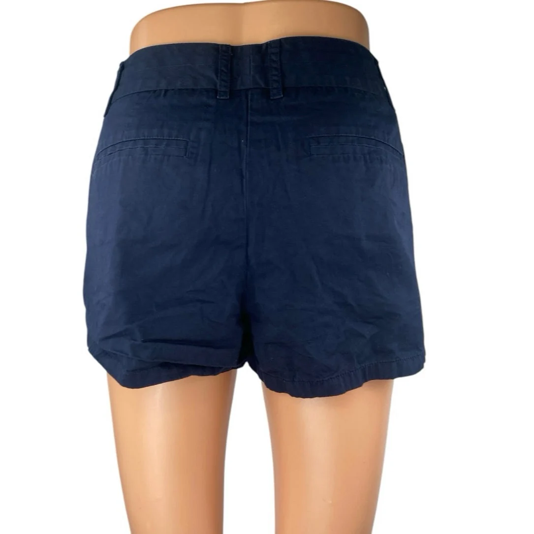 J.Crew Women's Blue Mid Rise Pockets Zip Straight Leg Slim Mini Chino Shorts 6 - Image 3