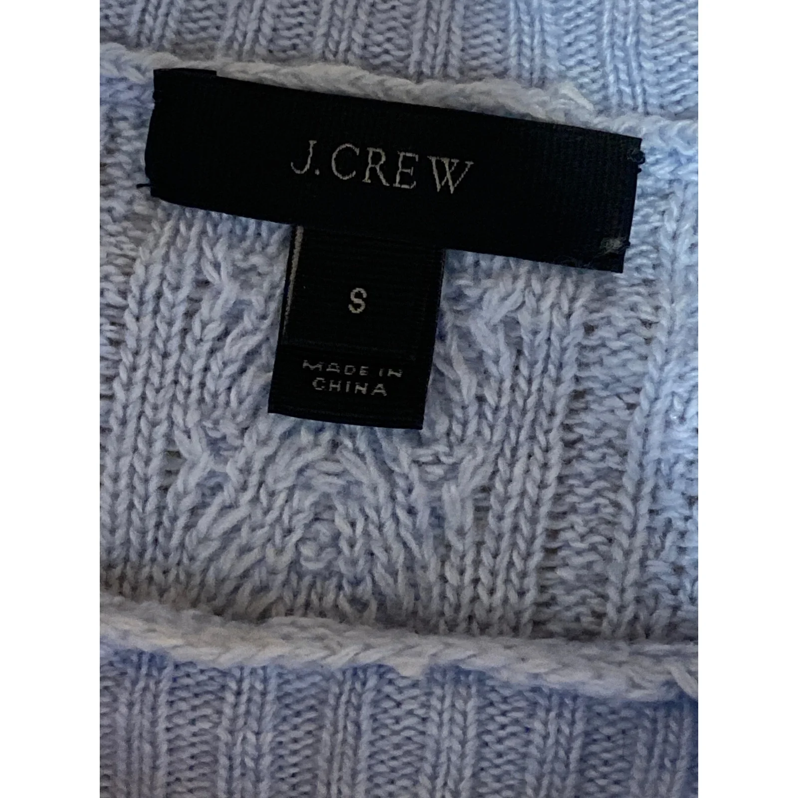 J.Crew Women's Blue Wool Cable Knit Bell Long Sleeve Crewneck Sweater Top Size S - Image 6